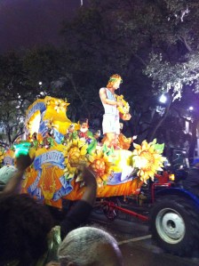 This parade was the Krewe of Orpheus, hence the lyre...
