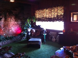 The Jungle Room. Note the shag carpet and fake fur on the chairs.