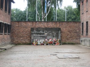 A wall against which people were shot, before the gas chambers were built