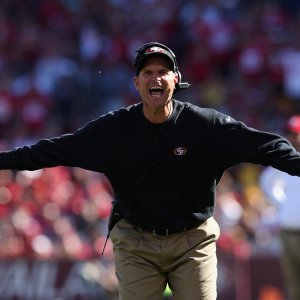 Harbaugh makes some pretty good faces. And has some pretty good khakis